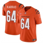 Men's Cincinnati Bengals #64 Ted Karras Orange 2024 F.U.S.E With 3-star C Patch Vapor Untouchable Limited Football Stitched Jersey