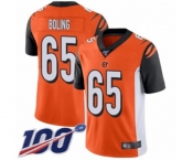 Men's Cincinnati Bengals #65 Clint Boling Orange Alternate Vapor Untouchable Limited Player 100th Season Football Jersey