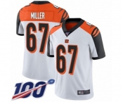 Men's Cincinnati Bengals #67 John Miller White Vapor Untouchable Limited Player 100th Season Football Jersey
