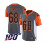 Men's Cincinnati Bengals #68 Bobby Hart Limited Silver Inverted Legend 100th Season Football Jersey