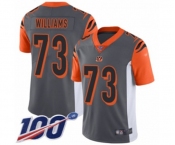 Men's Cincinnati Bengals #73 Jonah Williams Limited Silver Inverted Legend 100th Season Football Jersey