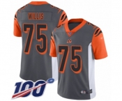 Men's Cincinnati Bengals #75 Jordan Willis Limited Silver Inverted Legend 100th Season Football Jersey