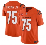 Men's Cincinnati Bengals #75 Orlando Brown Jr. Orange 2024 F.U.S.E With 1-star C Patch Vapor Untouchable Limited Football Stitched Jersey