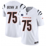 Men's Cincinnati Bengals #75 Orlando Brown Jr White 2025 F.U.S.E. With 2-Star C Patch Vapor Untouchable Limited Stitched Football Jersey