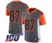 Men's Cincinnati Bengals #87 C.J. Uzomah Limited Silver Inverted Legend 100th Season Football Jersey