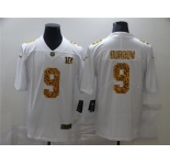 Men's Cincinnati Bengals #9 Joe Burrow 2020 White Leopard Print Fashion Limited Stitched Jersey