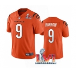Men's Cincinnati Bengals #9 Joe Burrow 2022 Orange Super Bowl LVI Vapor Limited Stitched Jersey