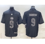 Men's Cincinnati Bengals #9 Joe Burrow CeeDee Lamb Black Reflective Limited Stitched Football Jersey