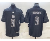 Men's Cincinnati Bengals #9 Joe Burrow CeeDee Lamb Black Reflective Limited Stitched Football Jersey