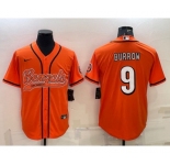 Men's Cincinnati Bengals #9 Joe Burrow Orange With Patch Cool Base Stitched Baseball Jersey