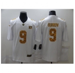 Men's Cincinnati Bengals #9 Joe Burrow White Nike Leopard Print Limited Jersey