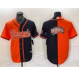 Men's Cincinnati Bengals Big Logo Orange Black Two Tone Cool Base Stitched Baseball Jersey