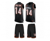 Men's Nike Cincinnati Bengals #14 Andy Dalton Limited Black Tank Top Suit NFL Jersey