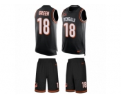 Men's Nike Cincinnati Bengals #18 A.J. Green Limited Black Tank Top Suit NFL Jersey