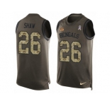 Men's Nike Cincinnati Bengals #26 Josh Shaw Limited Green Salute to Service Tank Top NFL Jersey