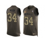 Men's Nike Cincinnati Bengals #34 Joe Mixon Limited Green Salute to Service Tank Top NFL Jersey