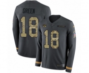 Nike Cincinnati Bengals #18 A.J. Green Limited Black Salute to Service Therma Long Sleeve NFL Jersey