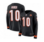 Women Nike Cincinnati Bengals #10 Kevin Huber Limited Black Therma Long Sleeve NFL Jersey