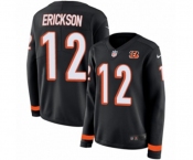 Women Nike Cincinnati Bengals #12 Alex Erickson Limited Black Therma Long Sleeve NFL Jersey