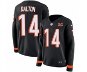Women Nike Cincinnati Bengals #14 Andy Dalton Limited Black Therma Long Sleeve NFL Jersey