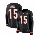 Women Nike Cincinnati Bengals #15 John Ross Limited Black Therma Long Sleeve NFL Jersey