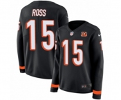 Women Nike Cincinnati Bengals #15 John Ross Limited Black Therma Long Sleeve NFL Jersey