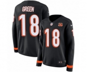 Women Nike Cincinnati Bengals #18 A.J. Green Limited Black Therma Long Sleeve NFL Jersey