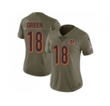 Women Nike Cincinnati Bengals #18 A.J. Green Olive Stitched NFL Limited 2017 Salute to Service Jersey