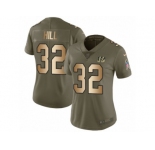 Women Nike Cincinnati Bengals #32 Jeremy Hill Limited Olive Gold 2017 Salute to Service NFL Jersey