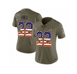 Women Nike Cincinnati Bengals #32 Jeremy Hill Limited Olive USA Flag 2017 Salute to Service NFL Jersey