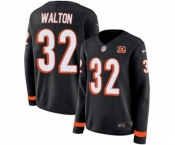 Women Nike Cincinnati Bengals #32 Mark Walton Limited Black Therma Long Sleeve NFL Jersey