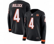 Women Nike Cincinnati Bengals #4 Randy Bullock Limited Black Therma Long Sleeve NFL Jersey