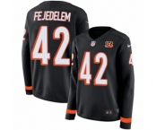 Women Nike Cincinnati Bengals #42 Clayton Fejedelem Limited Black Therma Long Sleeve NFL Jersey