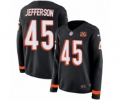 Women Nike Cincinnati Bengals #45 Malik Jefferson Limited Black Therma Long Sleeve NFL Jersey