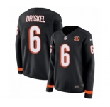 Women Nike Cincinnati Bengals #6 Jeff Driskel Limited Black Therma Long Sleeve NFL Jersey