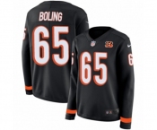 Women Nike Cincinnati Bengals #65 Clint Boling Limited Black Therma Long Sleeve NFL Jersey