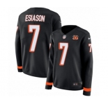 Women Nike Cincinnati Bengals #7 Boomer Esiason Limited Black Therma Long Sleeve NFL Jersey
