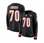 Women Nike Cincinnati Bengals #70 Cedric Ogbuehi Limited Black Therma Long Sleeve NFL Jersey