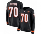 Women Nike Cincinnati Bengals #70 Cedric Ogbuehi Limited Black Therma Long Sleeve NFL Jersey