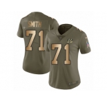 Women Nike Cincinnati Bengals #71 Andre Smith Limited Olive Gold 2017 Salute to Service NFL Jersey