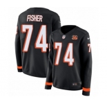 Women Nike Cincinnati Bengals #74 Jake Fisher Limited Black Therma Long Sleeve NFL Jersey