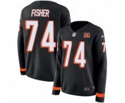 Women Nike Cincinnati Bengals #74 Jake Fisher Limited Black Therma Long Sleeve NFL Jersey