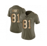 Women Nike Cincinnati Bengals #81 Tyler Kroft Limited Olive Gold 2017 Salute to Service NFL Jersey