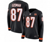 Women Nike Cincinnati Bengals #87 C.J. Uzomah Limited Black Therma Long Sleeve NFL Jersey