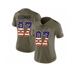 Women Nike Cincinnati Bengals #87 C.J. Uzomah Limited Olive USA Flag 2017 Salute to Service NFL Jersey