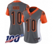 Women's Cincinnati Bengals #10 Kevin Huber Limited Silver Inverted Legend 100th Season Football Jersey