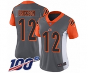 Women's Cincinnati Bengals #12 Alex Erickson Limited Silver Inverted Legend 100th Season Football Jersey