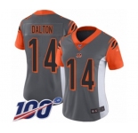Women's Cincinnati Bengals #14 Andy Dalton Limited Silver Inverted Legend 100th Season Football Jersey
