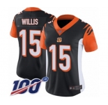 Women's Cincinnati Bengals #15 Damion Willis Black Team Color Vapor Untouchable Limited Player 100th Season Football Jersey