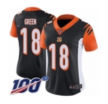 Women's Cincinnati Bengals #18 A.J. Green Black Team Color Vapor Untouchable Limited Player 100th Season Football Jersey